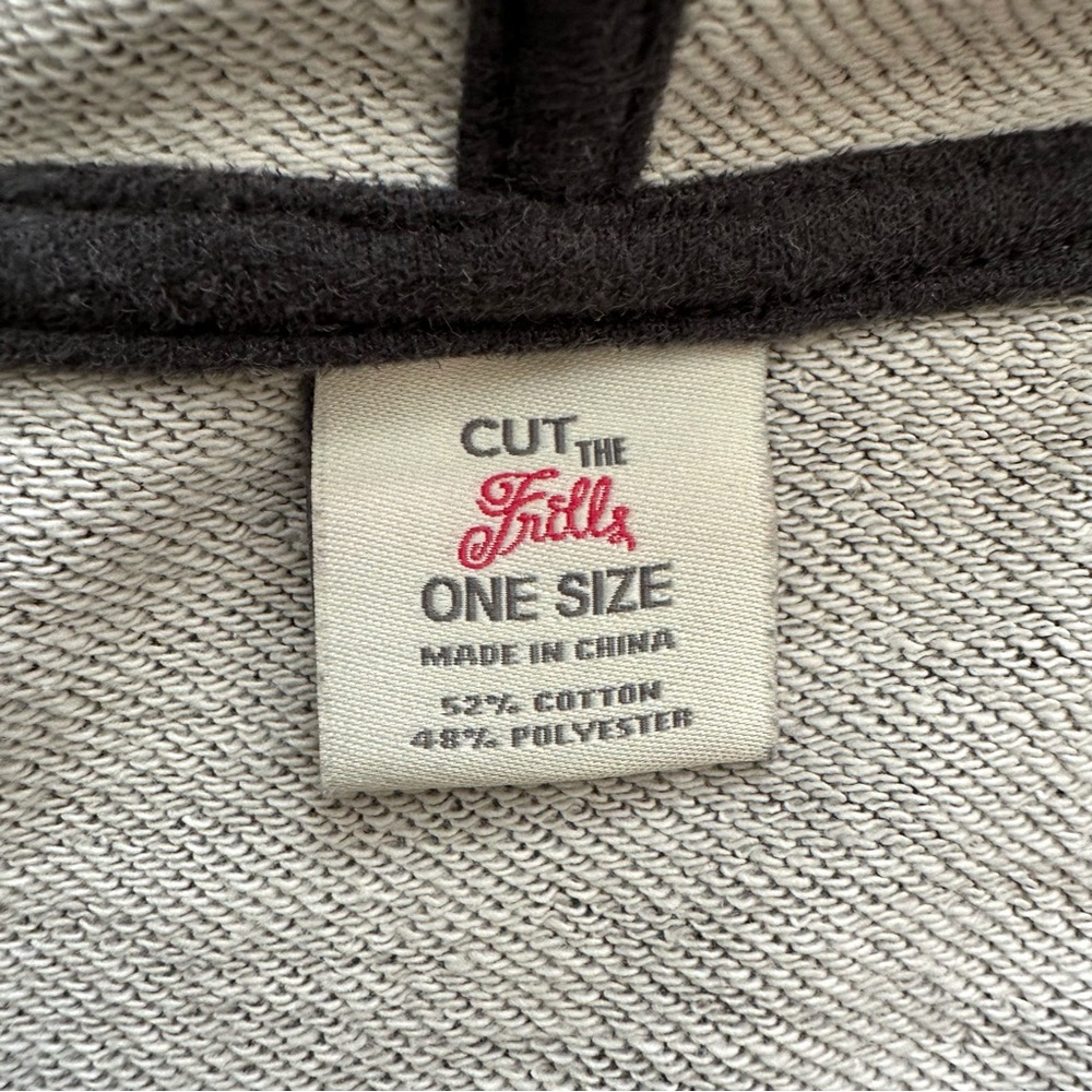Cut The Frills Gray Oversized Cropped Short Sleeve Hooded Top Poncho OS NEW - Picture 2 of 8
